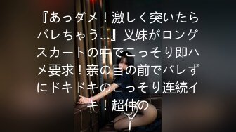 『あっダメ！激しく突いたらバレちゃう…』义妹がロングスカートの中でこっそり即ハメ要求！亲の目の前でバレずにドキドキのこっそり连続イキ！超仲の