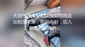 大波气质美女和纹身勐男炮友出租屋吹箫，啪啪内射，后入菊花对白清晰